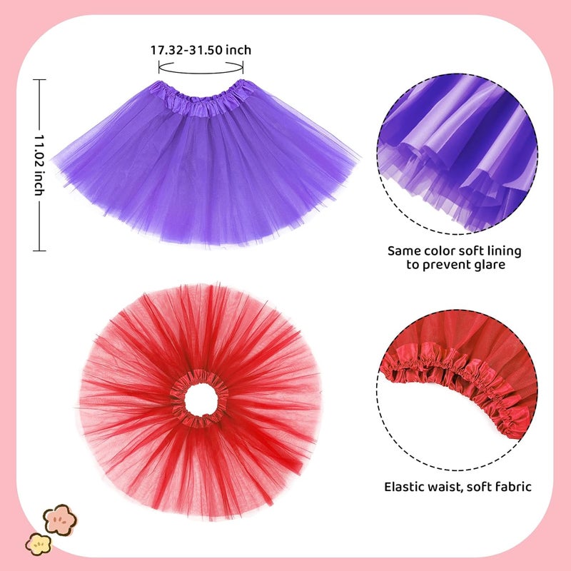 Zando 2 Pack Tutu for Toddler Girls Kids 4 Layers 2-8 Years Halloween Princess Soft Puffy Tulle Dance Skirt Birthday Dress up - Image 2